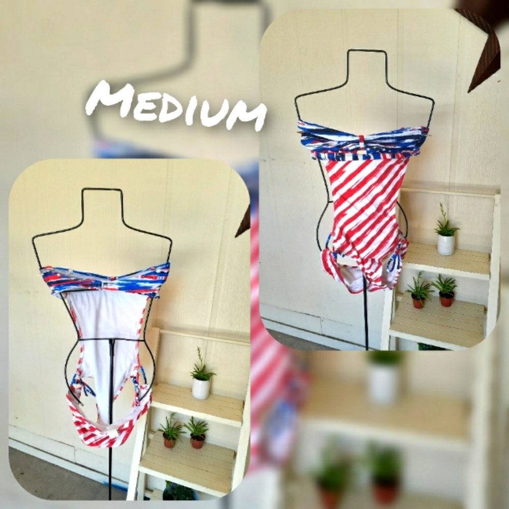 Backless patriotic  bathing suit